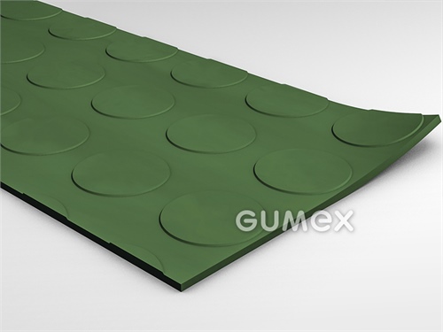 Gummi-Bodenbelag SANTO, 3mm, Breite 1450mm, 75°ShA, SBR, fläche Noppen, -30°C/+70°C, grün, 